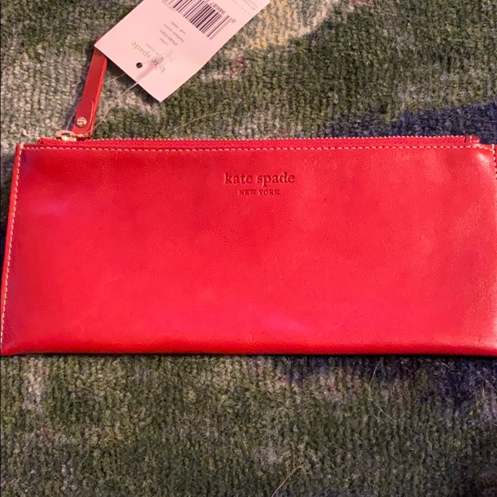 Kate spade red leather pencil case